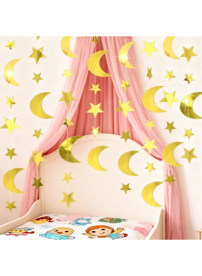 16M Gold Star Moon Decorations, Glitter Hanging Backdrop Streamers Banner for Anniversaries, Wedding, Birthday Parties, Graduations Parties, Dancing Ball(Gold Star Moon) - Image 5
