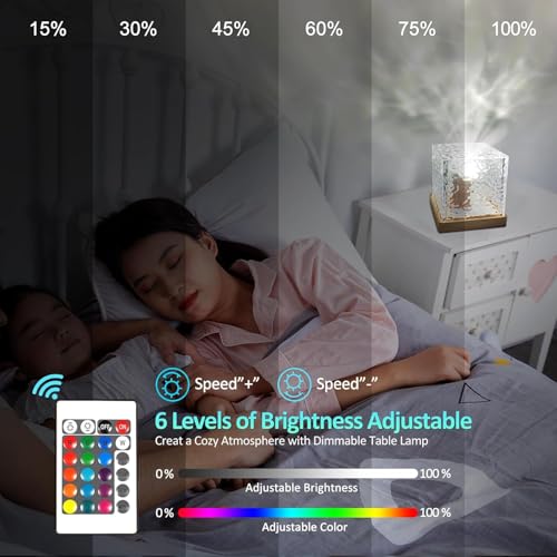 fizzytech Plastic Ocean Wave Projector Lamp, Northern Lights Ripple Projector Light, 16 Colors Gradual Rotating Flame Water Lamp, Wave Light Aurora with Remote Control, LED, Transparent - Image 5