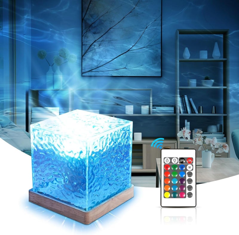 fizzytech Plastic Ocean Wave Projector Lamp, Northern Lights Ripple Projector Light, 16 Colors Gradual Rotating Flame Water Lamp, Wave Light Aurora with Remote Control, LED, Transparent - Image 1