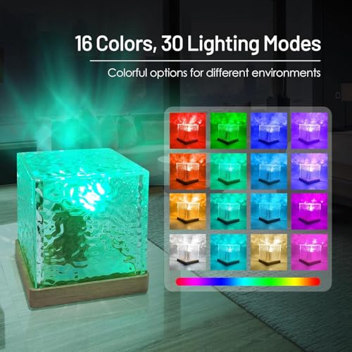 fizzytech Plastic Ocean Wave Projector Lamp, Northern Lights Ripple Projector Light, 16 Colors Gradual Rotating Flame Water Lamp, Wave Light Aurora with Remote Control, LED, Transparent - Image 3