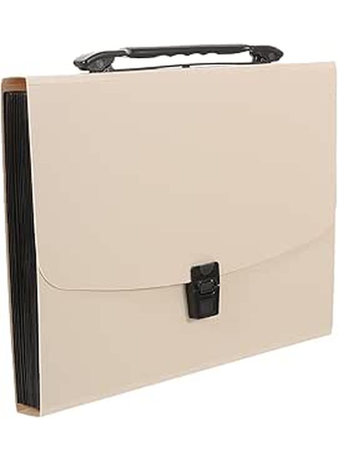 Large Capacity Beige A4 Expanding File Organizer Multi Layer Document Folder For Office And Student Storage - Image 1