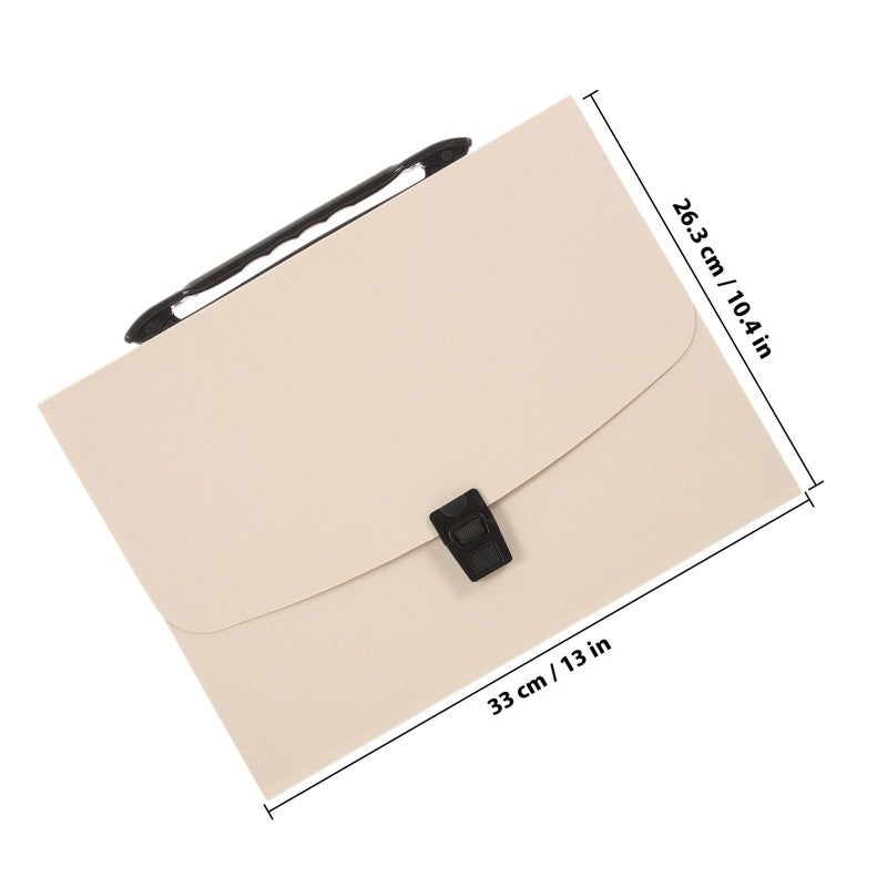 Large Capacity Beige A4 Expanding File Organizer Multi Layer Document Folder For Office And Student Storage - Image 3