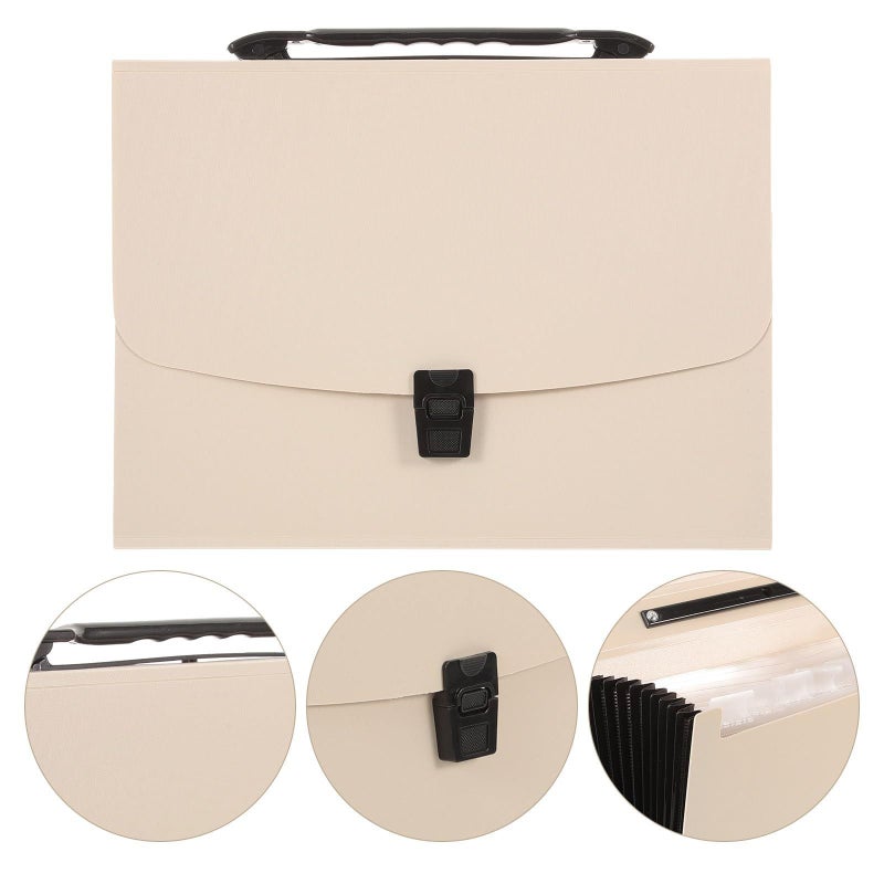 Large Capacity Beige A4 Expanding File Organizer Multi Layer Document Folder For Office And Student Storage - Image 4