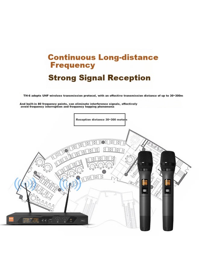Bbs U-segment Handheld Dual Wireless Microphone Professional Conference Speech Uhf Live Microphone 100m Transmission Stage Singing Home Ktv Hosting Training Evening Party Th-6 - Image 1