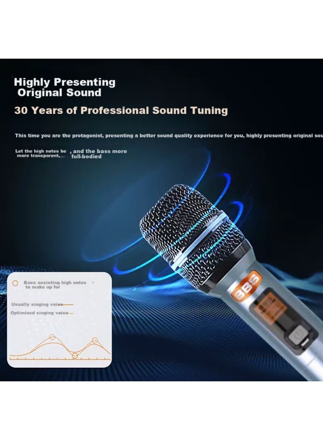 Bbs U-segment Handheld Dual Wireless Microphone Professional Conference Speech Uhf Live Microphone 100m Transmission Stage Singing Home Ktv Hosting Training Evening Party Th-6 - Image 2