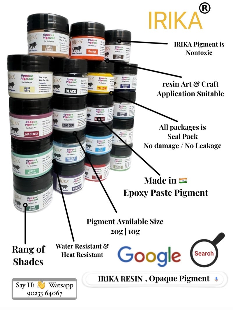 IRIKA Vibrant Artistry: 6-Color Opaque Paste Pigment Resin Art Set (20g Each) - White, Opal Green, Signal Red, Ocean Blue, Magenta, Yellow - Non-Toxic Resin Pigment Set for Creative Art Projects - Image 4