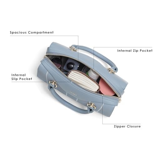 Akiki London Women's Elizabeth Medium Satchel Handbag|Premium textured fabric|Spacious compartment|Dual Strap|2 Internal Pockets|Stylish Womens Handbag - Image 5