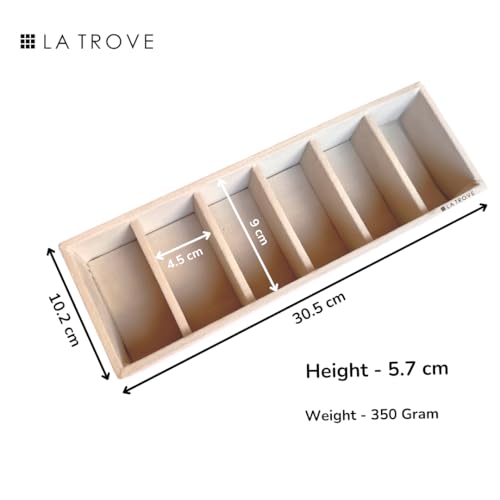 La Trove 6 Slot Bangle & Kada Organizer Tray | Velvet Jewelry Drawer Storage & Display Holder for Bangles, Bracelets, Rings & Chains | Wardrobe Closet Organizer | Cream - Image 3