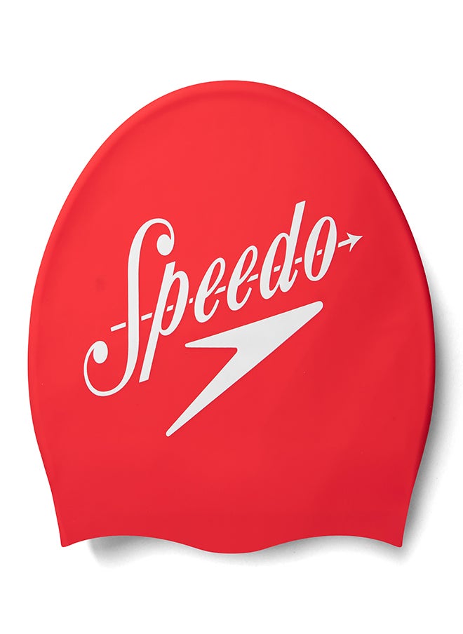 speedo Printed Silicone Swim Cap Red  - Image 1