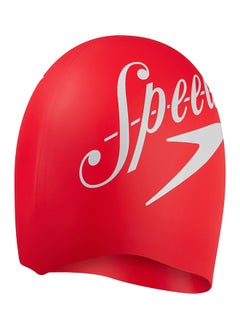 speedo Printed Silicone Swim Cap Red  - Image 2