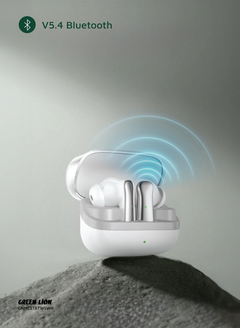 GREEN LION True Wireless Earbuds Manchester  with Bluetooth 5.4 & Low Latency Mode, 4H Playtime, Fast Charging, 8mm Drivers & Long Standby/ Ergonomic Noise-Isolating In-Ear Headphones for Music, Calls & Gaming - White - Image 3