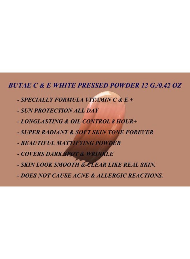 BUTAE C & E White Oil Control Face Pressed Powder Foundation Compact, Covers Dark Spot & Wrinkle, Long Lasting, Natural Radiant Glowing Perfect Skin, Clean Matte Makeup No.2 Soft Honey 12 G./0.42 OZ - Image 3