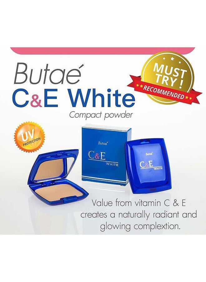 BUTAE C & E White Oil Control Face Pressed Powder Foundation Compact, Covers Dark Spot & Wrinkle, Long Lasting, Natural Radiant Glowing Perfect Skin, Clean Matte Makeup No.2 Soft Honey 12 G./0.42 OZ - Image 2