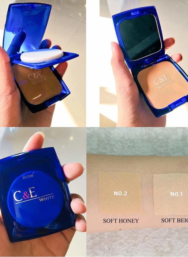 BUTAE C & E White Oil Control Face Pressed Powder Foundation Compact, Covers Dark Spot & Wrinkle, Long Lasting, Natural Radiant Glowing Perfect Skin, Clean Matte Makeup No.2 Soft Honey 12 G./0.42 OZ - Image 5