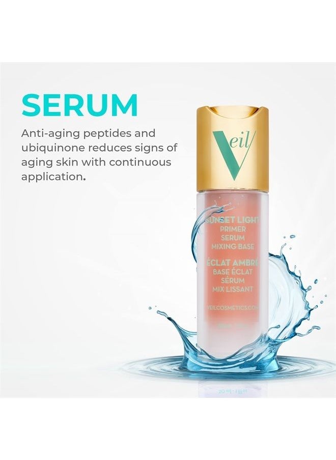 Veil Cosmetics Sunset Light 3-in-1 Primer | Serum, Mixing Base, Primer | Pore Minimizing | Hydrate, Brighten & Soothe | Smooths Wrinkles & Fine Lines | Extend Makeup Wear | Vegan | Beautiful Skin  - Image 2
