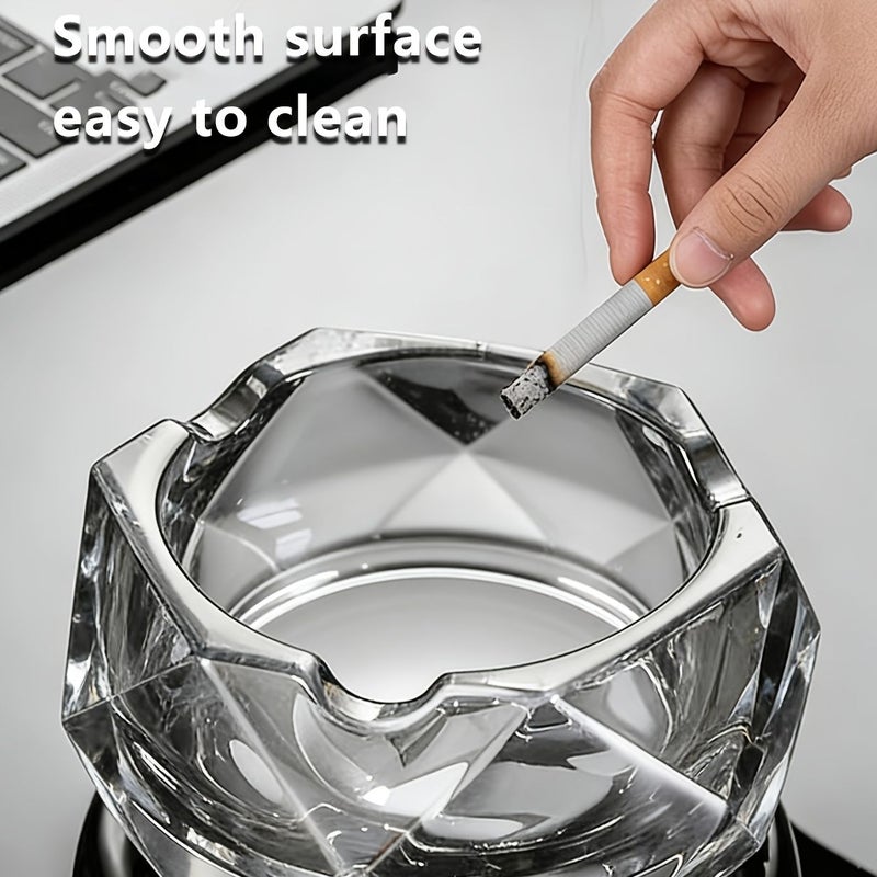 Transparent Crystal Glass Ashtray Home Decoration Cigarette Butt Container - Image 5