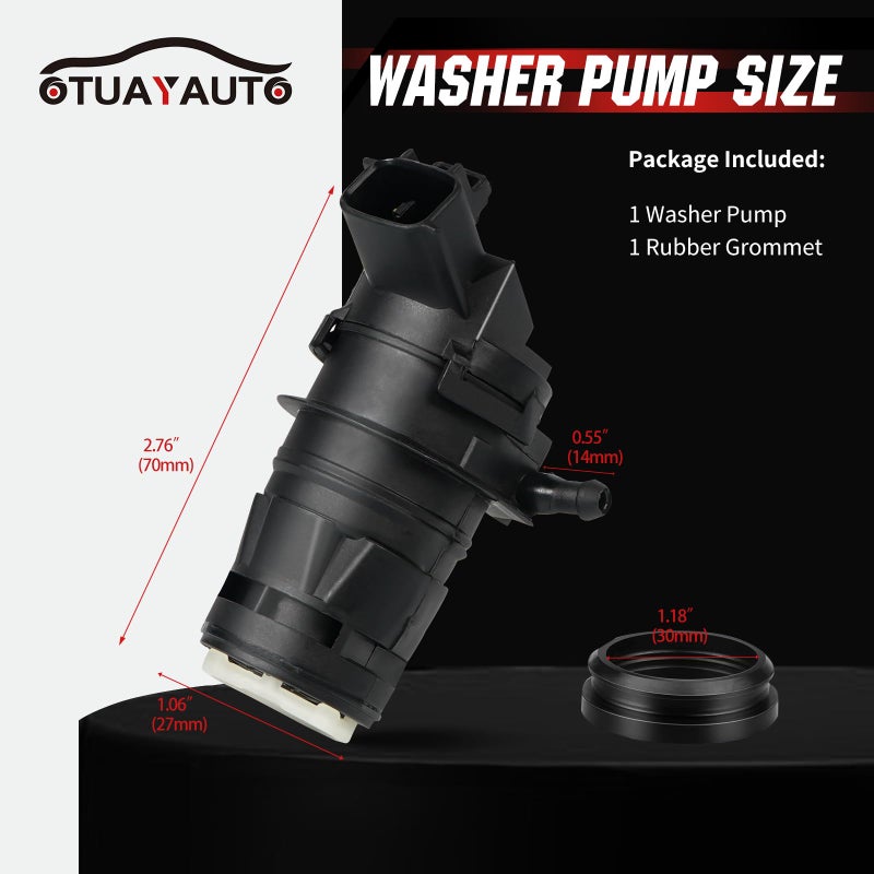 OTUAYAUTO 85330-60190 Windshield Washer Pump with Grommet Replacement For Toyota, Lexus, Subaru, Mazda, Nissan, Acura, Honda Replaces OEM 85330-AE010, 85330-60180 - Image 2