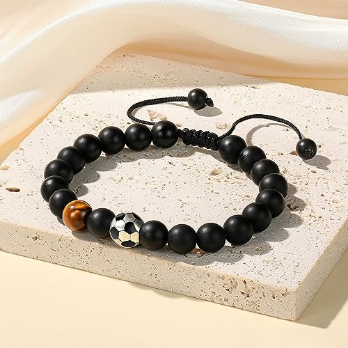 MIXJOY Soccer Gifts for Teen Son Age 8-12 12-16, To My Son Soccer Bead Black Braided Bracelet Gifts, Soccer Player Son Gifts, Graduation Birthday Christmas Gifts for Soccer Lover Son - Image 5