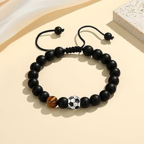 MIXJOY Soccer Gifts for Teen Son Age 8-12 12-16, To My Son Soccer Bead Black Braided Bracelet Gifts, Soccer Player Son Gifts, Graduation Birthday Christmas Gifts for Soccer Lover Son - Image 2