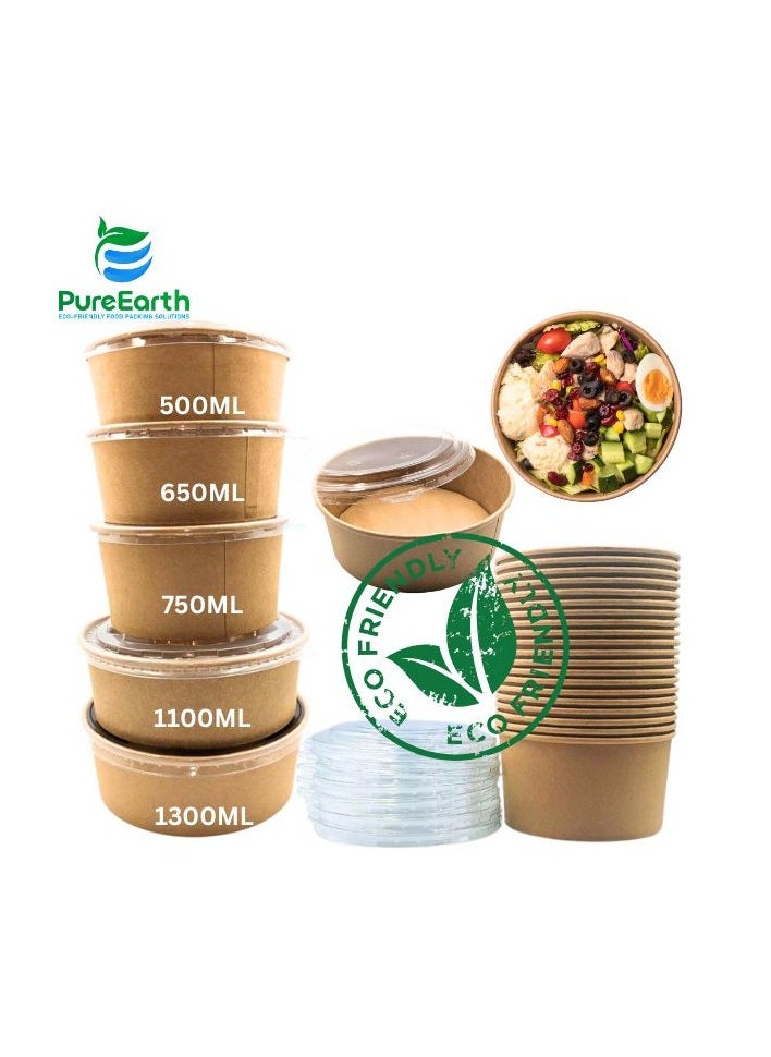 PureEarth Kraft Salad Bowl – (25 Pieces) | Eco-Friendly & Biodegradable  - Image 1