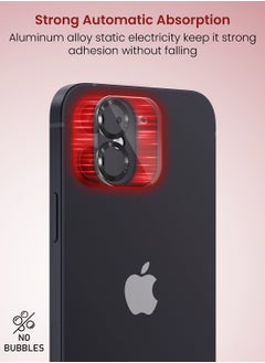 Moxedo Moxedo Camera Lens Protector, 9H Tempered Glass, Scratch Resistant Aluminum Alloy Frame Camera Cover Screen Protector Compatible for iPhone 12/6.1 inch - EERIE BLACK  - Image 2