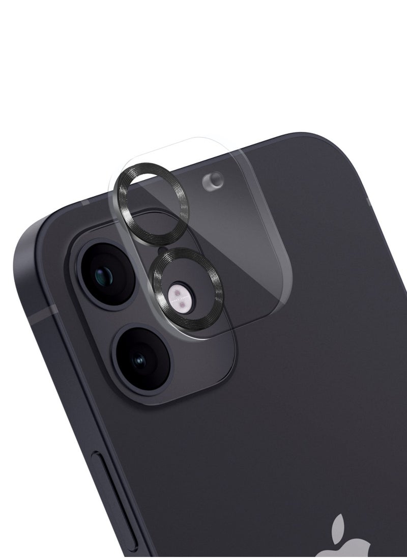 Moxedo Moxedo Camera Lens Protector, 9H Tempered Glass, Scratch Resistant Aluminum Alloy Frame Camera Cover Screen Protector Compatible for iPhone 12/6.1 inch - EERIE BLACK  - Image 1