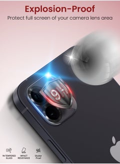 Moxedo Moxedo Camera Lens Protector, 9H Tempered Glass, Scratch Resistant Aluminum Alloy Frame Camera Cover Screen Protector Compatible for iPhone 12/6.1 inch - EERIE BLACK  - Image 5