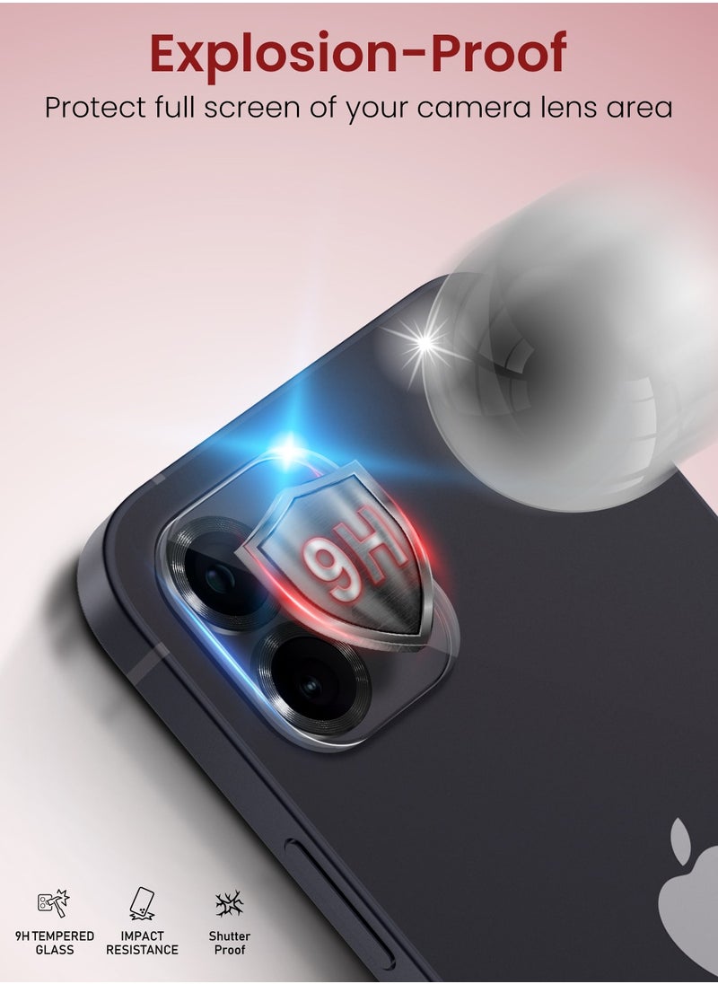 Moxedo Moxedo Camera Lens Protector, 9H Tempered Glass, Scratch Resistant Aluminum Alloy Frame Camera Cover Screen Protector Compatible for iPhone 12/6.1 inch - EERIE BLACK  - Image 5