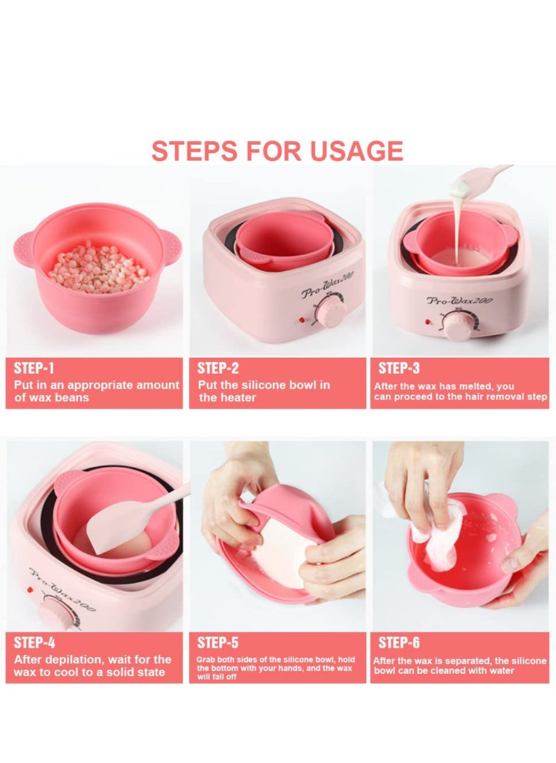 Excefore Silicone Wax Warmer Liner, NonStick Silicone Bowl, Wax Pot Replacement Liner Bowl, Reuse Hair Removal Waxing Pot for 16 oz Wax Heater Machine 2 PCS  - Image 3