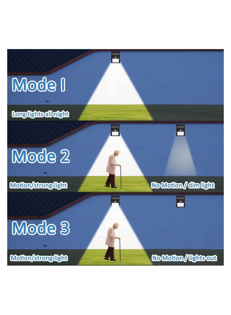 Generic 4 Pack Solar Motion Lights Outdoor, 3 Modes/100LED Solar Lights IP65 Waterproof Solar Motion Sensor Lights Solar Wall Lights Outdoor Lights for Front Door, Backyard, Garage (4 PACK(02)) - Image 3