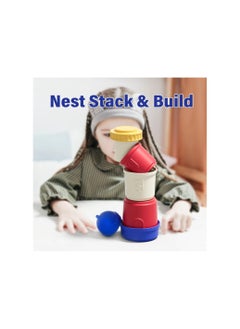 Y&D Stacking Cup Toys, for Boys & Girls, Building Tower Toy Baby Bathing Toy, Nesting Cups 7Pcs Silicone Soft with Fun Educational, Gift Early Educational Develop(6m+) (Red Passion)  - Image 2
