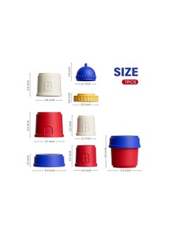 Y&D Stacking Cup Toys, for Boys & Girls, Building Tower Toy Baby Bathing Toy, Nesting Cups 7Pcs Silicone Soft with Fun Educational, Gift Early Educational Develop(6m+) (Red Passion)  - Image 4