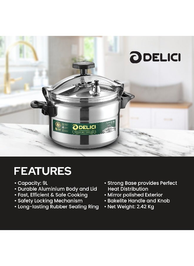 DELICI Aluminum Pressure Cooker  Pressure Pot Arabic Cooker Silver 9 Liter  - Image 4