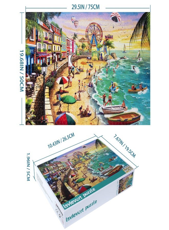 Lavievert Jigsaw Puzzle 1000 Piece Puzzle for Adults - Beach, Happy Vacation - Image 2