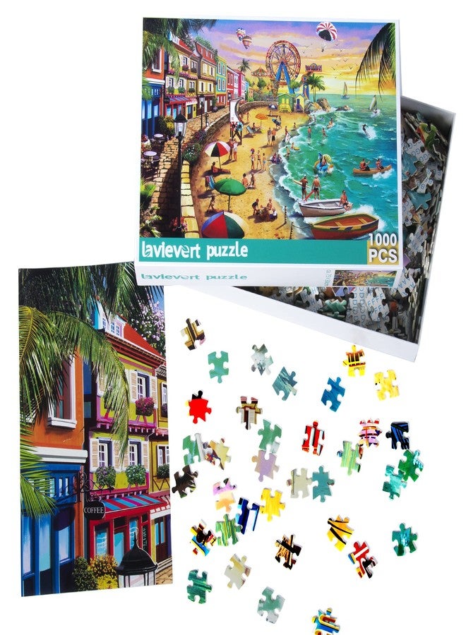 Lavievert Jigsaw Puzzle 1000 Piece Puzzle for Adults - Beach, Happy Vacation - Image 5