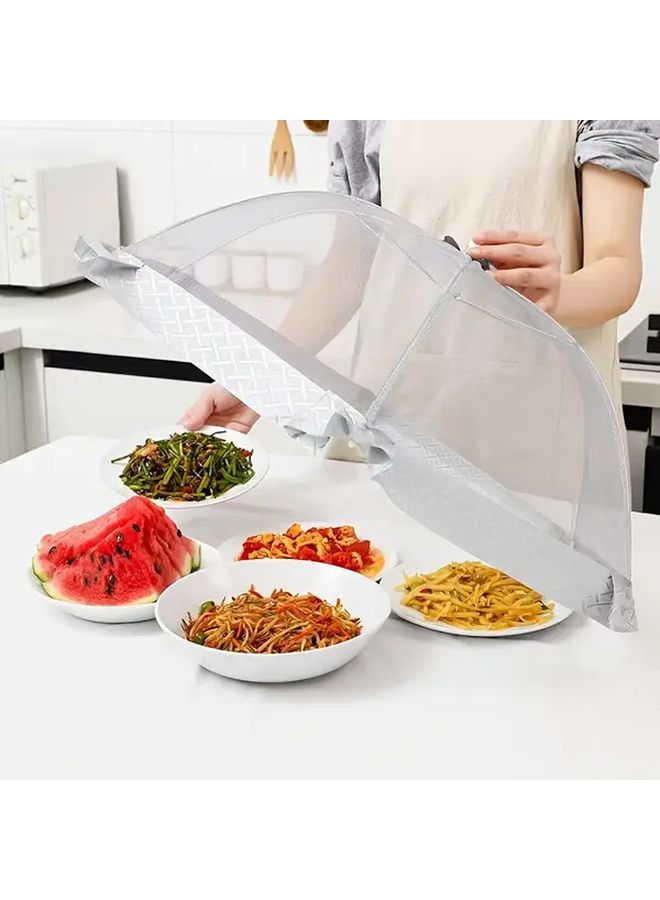 2pcs Gray Rectangle Foldable Mesh Kitchen Table Cover Bug Fly Protection - Image 2