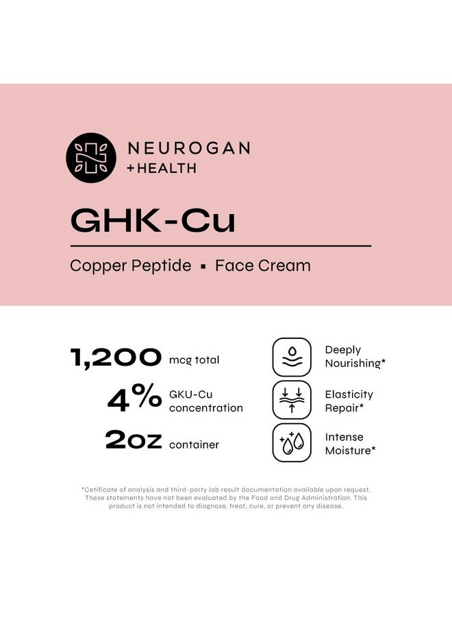Neurogan - Neurogan Revitalizing GHK-Cu Copper Peptide Neck & Face Cream | Active Peptide Moisturizer, Skin Repair Cream for Radiant Skin | Daily Use Skin Care Hydration Face Moisturizer, 1,200 MCG, 2oz - Image 1