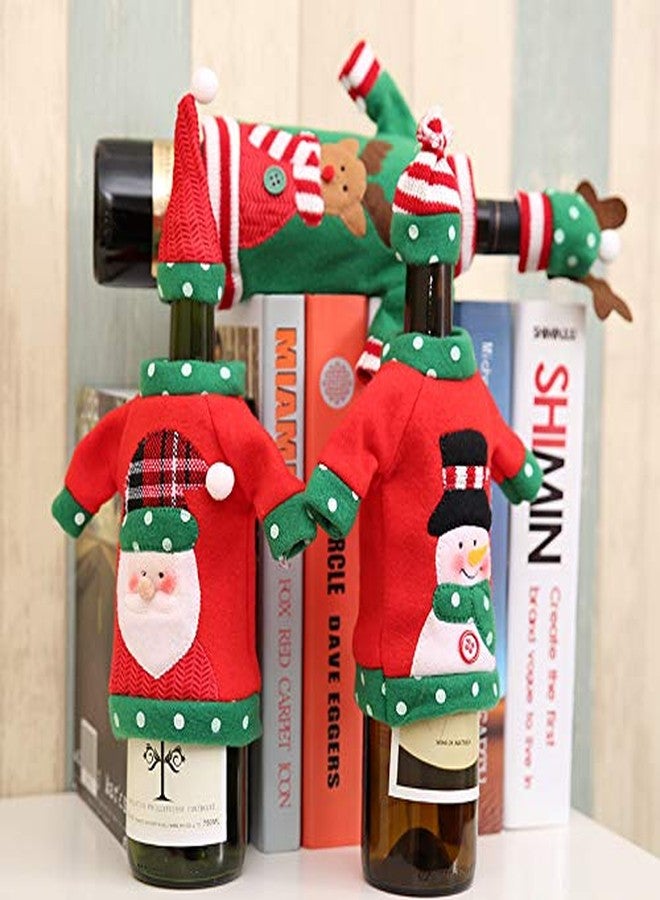 Moira Christmas Wine Bottle Cover, Santa Sweater Design with Cap, Red and Green Holiday Decoration, Festive Gift Bottle Accessory - Image 5