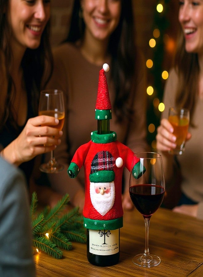 Moira Christmas Wine Bottle Cover, Santa Sweater Design with Cap, Red and Green Holiday Decoration, Festive Gift Bottle Accessory - Image 3