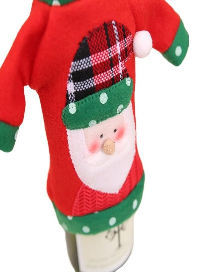 Moira Christmas Wine Bottle Cover, Santa Sweater Design with Cap, Red and Green Holiday Decoration, Festive Gift Bottle Accessory - Image 4