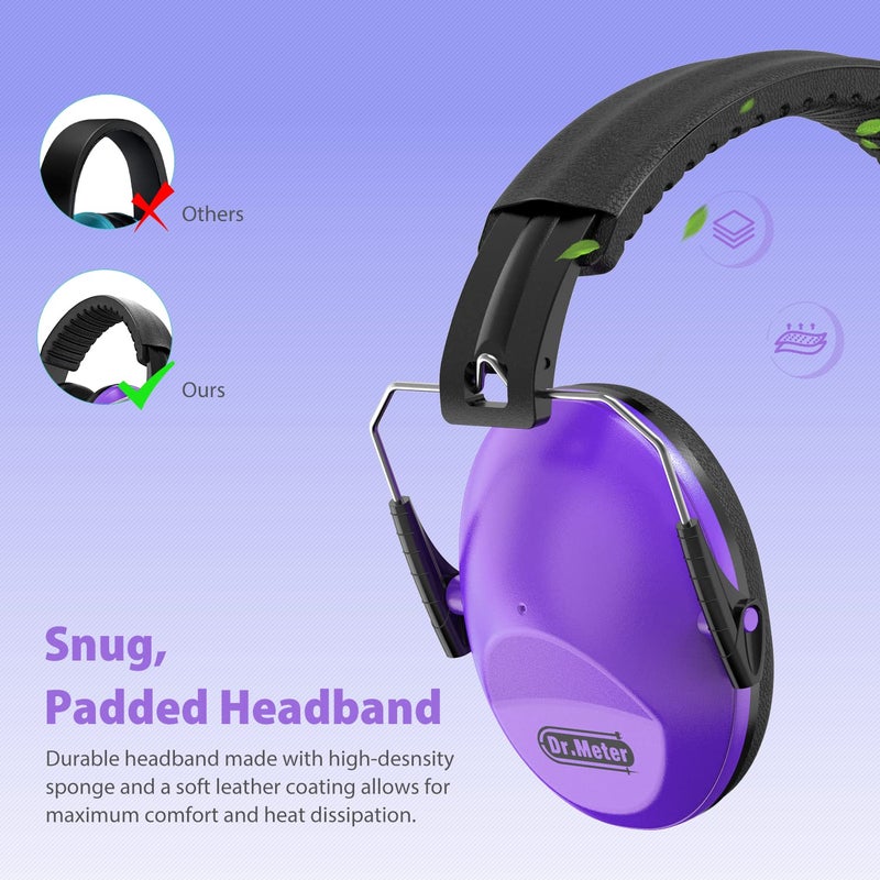 Dr.meter Ear Muffs for Noise Reduction: EM100 SNR27.4 Kids Ear Protection with Adjustable Headband - Kids Noise Cancelling Headphones for Monster Truck, Concerts, Fireworks and Air Shows - Purple - Image 4