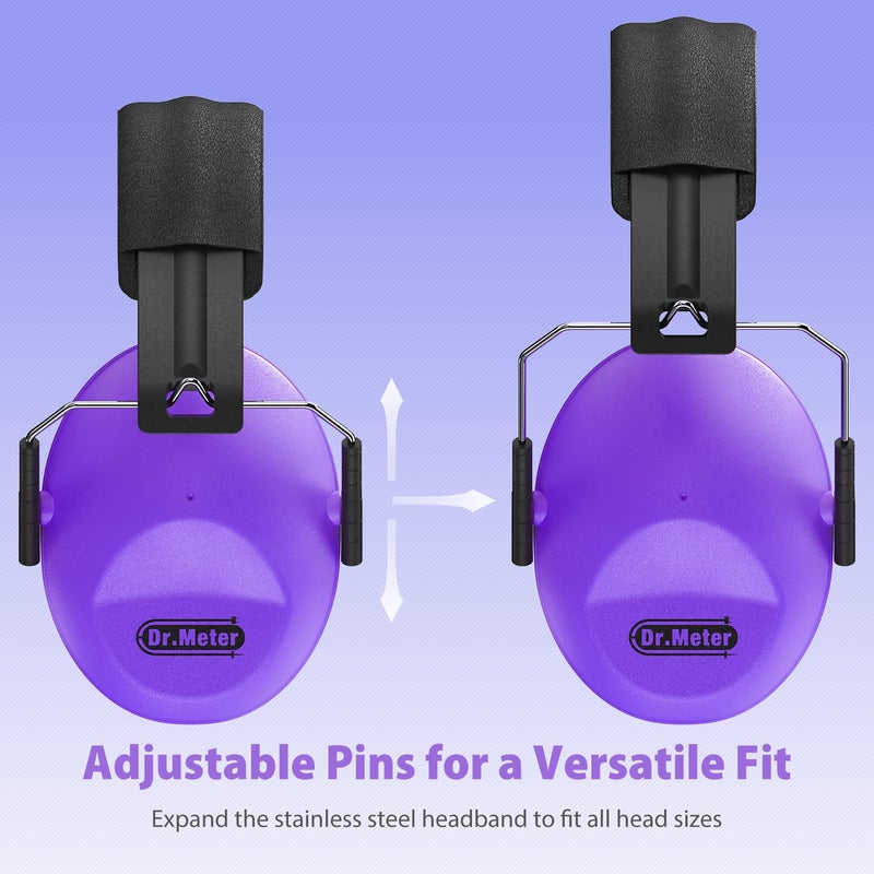 Dr.meter Ear Muffs for Noise Reduction: EM100 SNR27.4 Kids Ear Protection with Adjustable Headband - Kids Noise Cancelling Headphones for Monster Truck, Concerts, Fireworks and Air Shows - Purple - Image 2