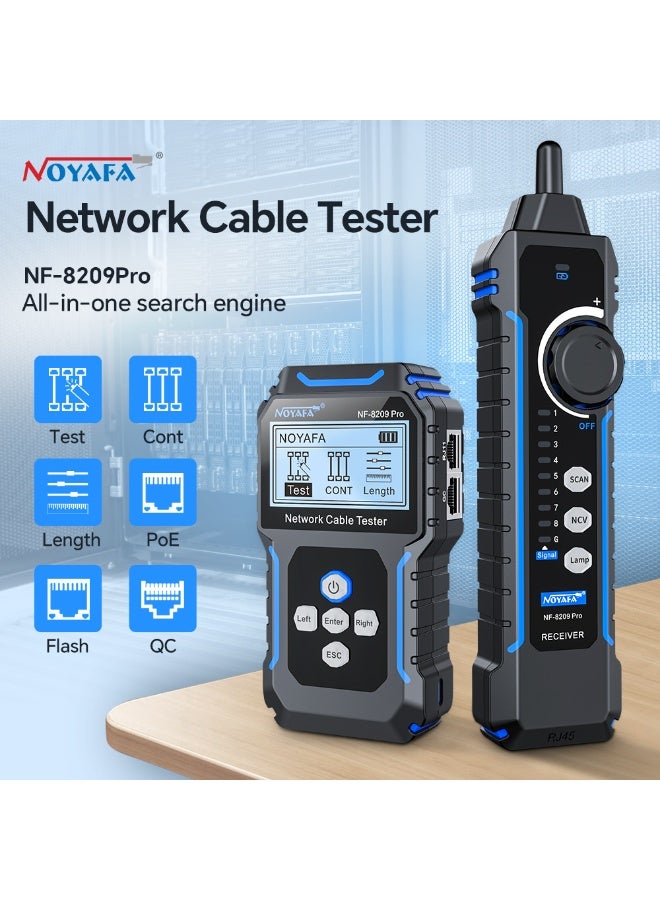 NOYAFA NF-8209Pro Network Cable Tester, Ethernet Cable Tester with PoE,NCV, Cable Length Test, Line-to-line Dual Mode,Trouble-Free Line Scan Mode, Port Flashing,CAT5,CAT6 Line Tracer,LAN Network Cable Tracer - Image 3