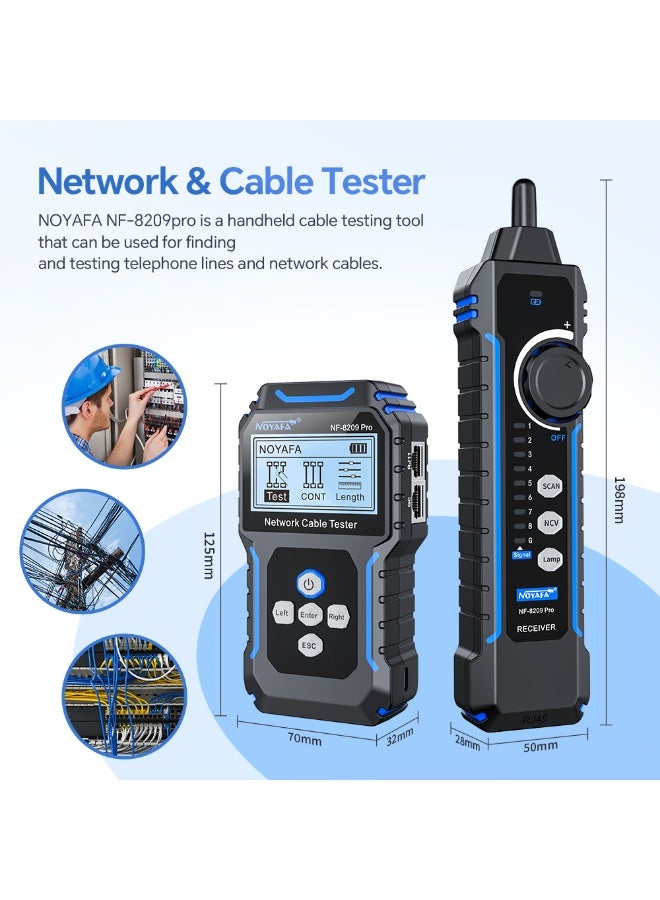 NOYAFA NF-8209Pro Network Cable Tester, Ethernet Cable Tester with PoE,NCV, Cable Length Test, Line-to-line Dual Mode,Trouble-Free Line Scan Mode, Port Flashing,CAT5,CAT6 Line Tracer,LAN Network Cable Tracer - Image 4