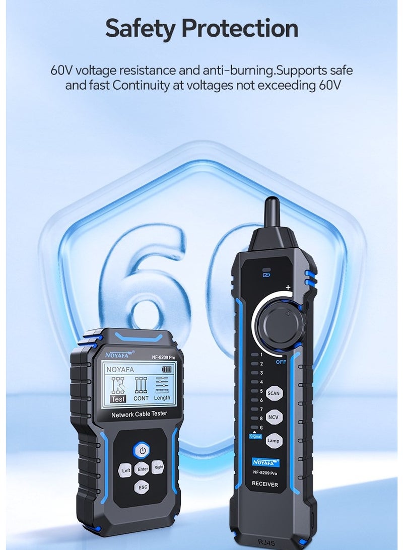 NOYAFA NF-8209Pro Network Cable Tester, Ethernet Cable Tester with PoE,NCV, Cable Length Test, Line-to-line Dual Mode,Trouble-Free Line Scan Mode, Port Flashing,CAT5,CAT6 Line Tracer,LAN Network Cable Tracer - Image 5