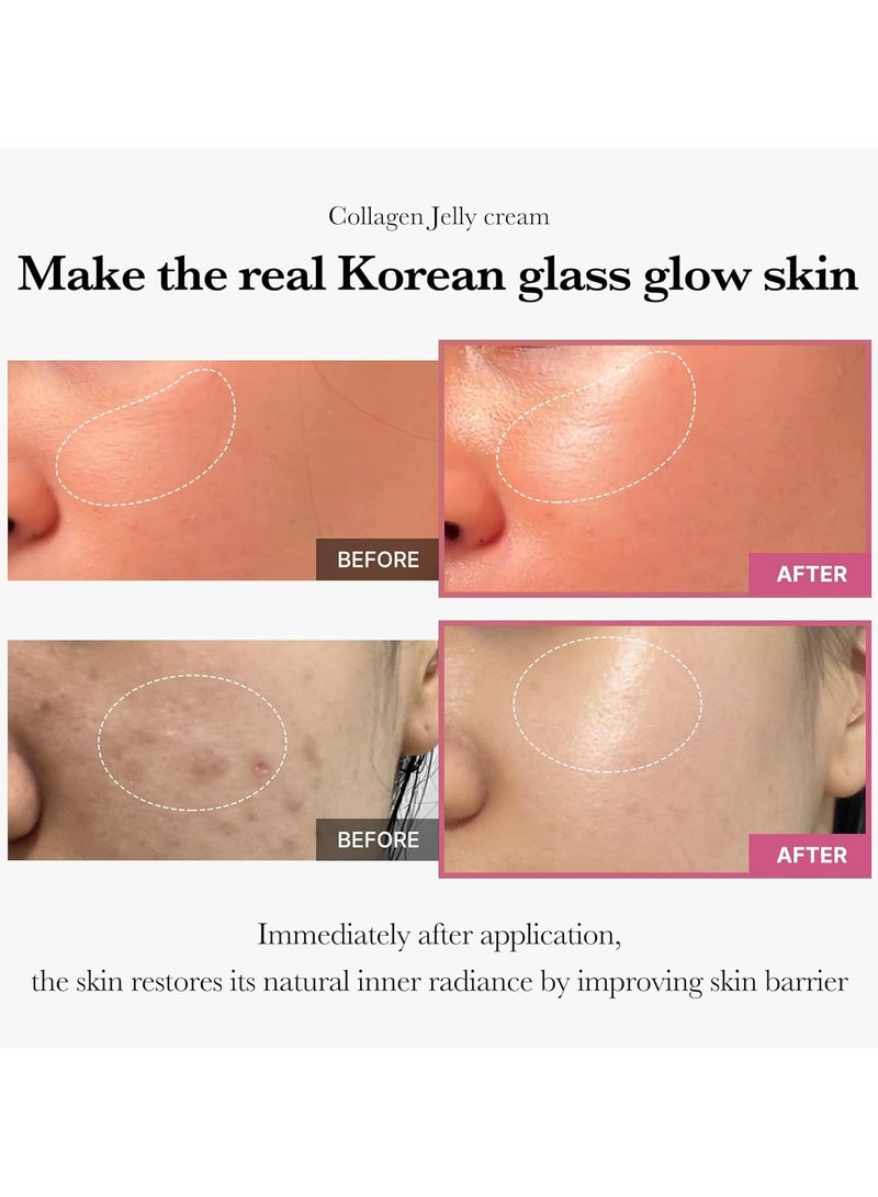 ميديكيوب كريم جيلي الكولاجين- نياسيناميد والكولاجين الهيدروليزي المجفف بالتجميد - يعزز ترطيب حاجز الجلد ويعطي مظهرًا متوهجًا ورفعًا على مدار الساعة - لا لون اصطناعي ، العناية بالبشرة الكورية (3.71 أوقية فلورية) - Image 3