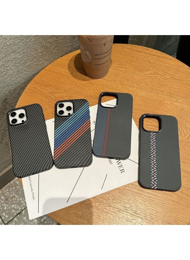 Generic - Kevlar Texture For Iphone 16 Mobile Phone Case Magnetic For Iphone14 Water Sticker 13 Metal 15Promax Hard Shell-Color:Sj15 [water Sticker Magnetic Suction] Varnish Oblique Three-color Pattern-Applicable Model:For Iphone13Promax - Image 1