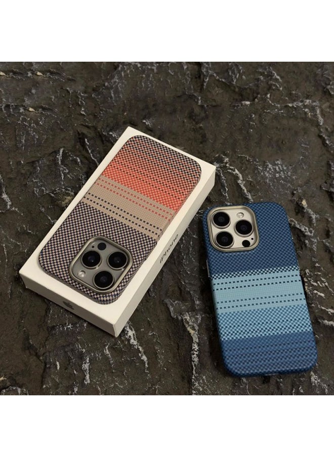 Generic - Kevlar Texture For Iphone 16 Mobile Phone Case Magnetic For Iphone14 Water Sticker 13 Metal 15Promax Hard Shell-Color:Sj15 [water Sticker Magnetic Suction] Varnish Oblique Three-color Pattern-Applicable Model:For Iphone13Promax - Image 1