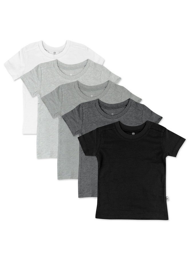 HonestBaby HonestBaby Unisex Baby Organic Cotton Short Sleeve T-shirt Multi-packs Infant-and-toddler-shirts, 5-pack Gray Ombre, 2T US  - Image 1