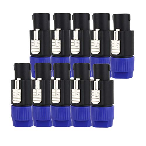 HBU 10 PCS 4 Pole Speakon Connectors - Pack of 10 Pro DJ PA Speak-On Connector with Twist Lock - 4 Conductor Audio Adapter Replacement - Compatible NL4FC, NL4FX, NLT4X, NL2FC, NL2FX - Image 1